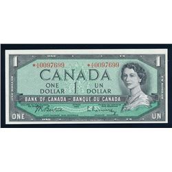 BANK OF CANADA 1954 $1.00, BC-37bA, Beattie-Rasminsky, Modified CBN. Graded: CH UNC