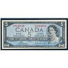 Image 1 : BANK OF CANADA 1954 $5.00, BC-39c, Bouey-Razminsky, Modified CBN. Graded: VF+