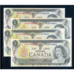 BANK OF CANADA 1973 $1.00 (4x), BC-46b, Crow-Bouey, Graded: UNC