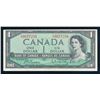 Image 1 : BANK OF CANADA 1954 $1.00, BC-37b, Beattie-Rasminsky, Modified CBN. Graded: EF