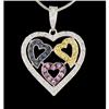 Image 1 : 14KW Gold Multi Sapphire / Diamond Heart Pendan