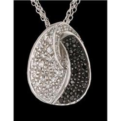 14KW Diamond & Black Agate Heart Slide Pendant