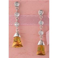 14KW Gold 3.00ct Aquamarine/Citrine Dangle Earr