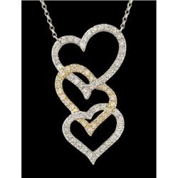 14K Gold .50ct Two-Tone Triple Diamond Heart Pe
