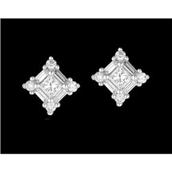 14KW .75ct. DIAMOND PRINCESS BAGUETTE STUDS