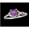 Image 1 : 1.02ct Amethyst and Diamond Heart Ring