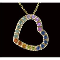 14KY Gold 1.00ct Multi Sapphire Heart Pendant