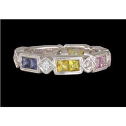 14KW Gold 2.55ct Multi Sapphire/Diamond Band