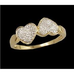 14KY Gold Double Heart Diamond Ring