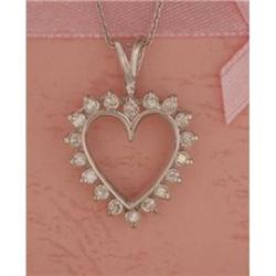 10KW Gold Open Heart Diamond Pendant