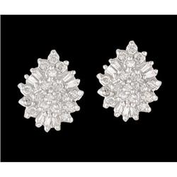 14KW Gold .70ct. Diamond Pear-Shaped Cluster Earrings