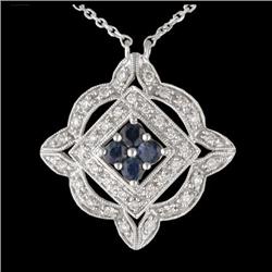 14KW Gold Sapphire and Diamond Pendant