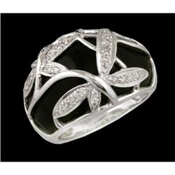 14KW Gold Black Onyx and Diamond Ring