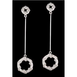 14KW Gold Diamond Double Circle Drop Earrings