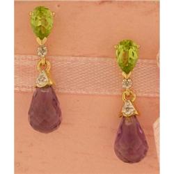 14KY Gold Multi Color/Diamond Dangling Earring