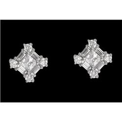 14KW Gold (Not Plated) Princess-Cut CZ Stud Earrings