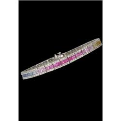 14KW Gold 8.50ct Rainbow Sapphire Bracelet with Diamond