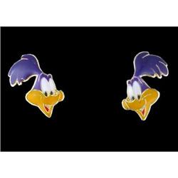 14KY Gold (not plated) Duck Enamel Earrings