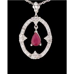 14KW Gold Ruby/Diamond Circle Necklace