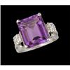 Image 1 : 14KW Gold 5.00ct. Amethyst /Diamond Ring