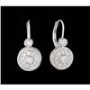 Image 1 : Bezel-Set 14K WHITE DIAMOND ROUND EARRING