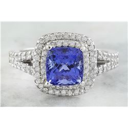 2.45 CTW Tanzanite 18K White Diamond Ring