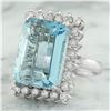 Image 2 : 28.80 CTW Aquamarine 18K White Gold Diamond Ring