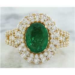 4.65 CTW Emerald 18K Yellow Gold Diamond Ring