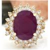 Image 1 : 9.86 CTW Natural Ruby 14K Solid Yellow Gold Diamond Ring