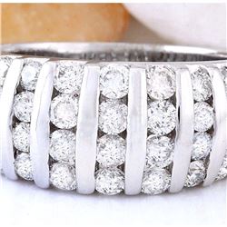 1.55 CTW Natural Diamond 18K Solid White Gold Ring