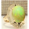 Image 2 : 8.77 CTW Natural Opal And Diamond Ring In 14K Yellow Gold