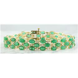 22.88 CTW Emerald 18K Yellow Gold Diamond Bracelet