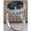 Image 3 : 12.80CTW Natural London Blue Topaz And Diamond Ring In18K Solid White Gold