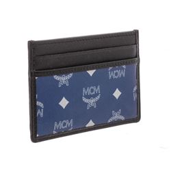 MCM Estate Blue Reflective Nylon Leather Mini Card Case