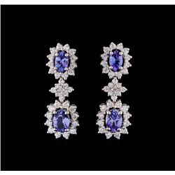 2.35 ctw Tanzanite and Diamond Earrings - 14KT White Gold