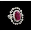 Image 1 : GIA Cert 4.22 ctw Ruby and Diamond Ring - 14KT White Gold