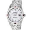 Image 2 : Rolex Mens Stainless Steel MOP Diamond & Ruby 36MM Datejust Wristwatch