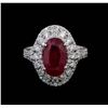 Image 2 : GIA Cert 3.39 ctw Ruby and Diamond Ring - 14KT White Gold