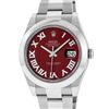 Image 1 : Rolex Mens SS 41MM Red Roman Diamond Datejust 2 Oyster Band Wristwatch With Box