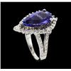 Image 4 : 4.16 ctw Tanzanite and Diamond Ring - 14KT White Gold