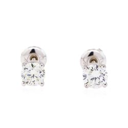 1.00 ctw Diamond Stud Earrings - 14KT White Gold