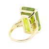 Image 3 : 29.90 ctw Emerald Cut Step Peridot And Diamond Ring - 14KT Yellow Gold