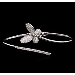 0.88 ctw Diamond Bangle Bracelet - 14KT White Gold