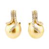Image 1 : 0.41 ctw Diamond and Pearl Earrings - 14KT Yellow Gold