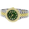 Image 3 : Rolex Mens 2 Tone Green VS 4 ctw Beadset Diamond Datejust Wristwatch with Rolex