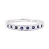 Image 2 : 0.20 ctw Sapphire and Diamond Straight-Line Double Milgrain Band - 10KT White Go