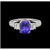Image 2 : 14KT White Gold 1.28 ctw Tanzanite and Diamond Ring