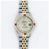 Image 2 : Rolex Ladies 2 Tone 14K Silver Diamond & Ruby Datejust Wristwatch