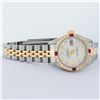 Image 8 : Rolex Ladies 2 Tone 14K Silver Diamond & Ruby Datejust Wristwatch