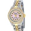 Image 2 : Rolex Ladies 2 Tone 18K Pink MOP Ruby Diamond Datejust Wristwatch With Rolex Box